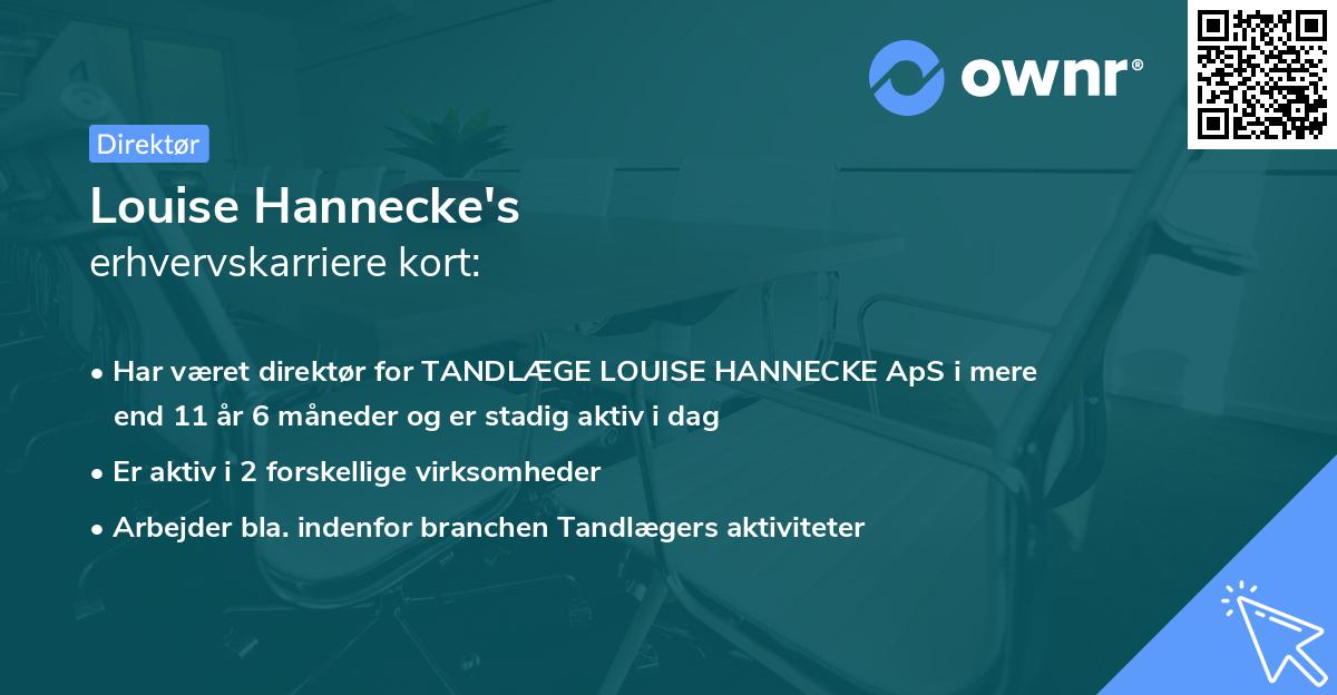 Louise Hannecke's erhvervskarriere kort