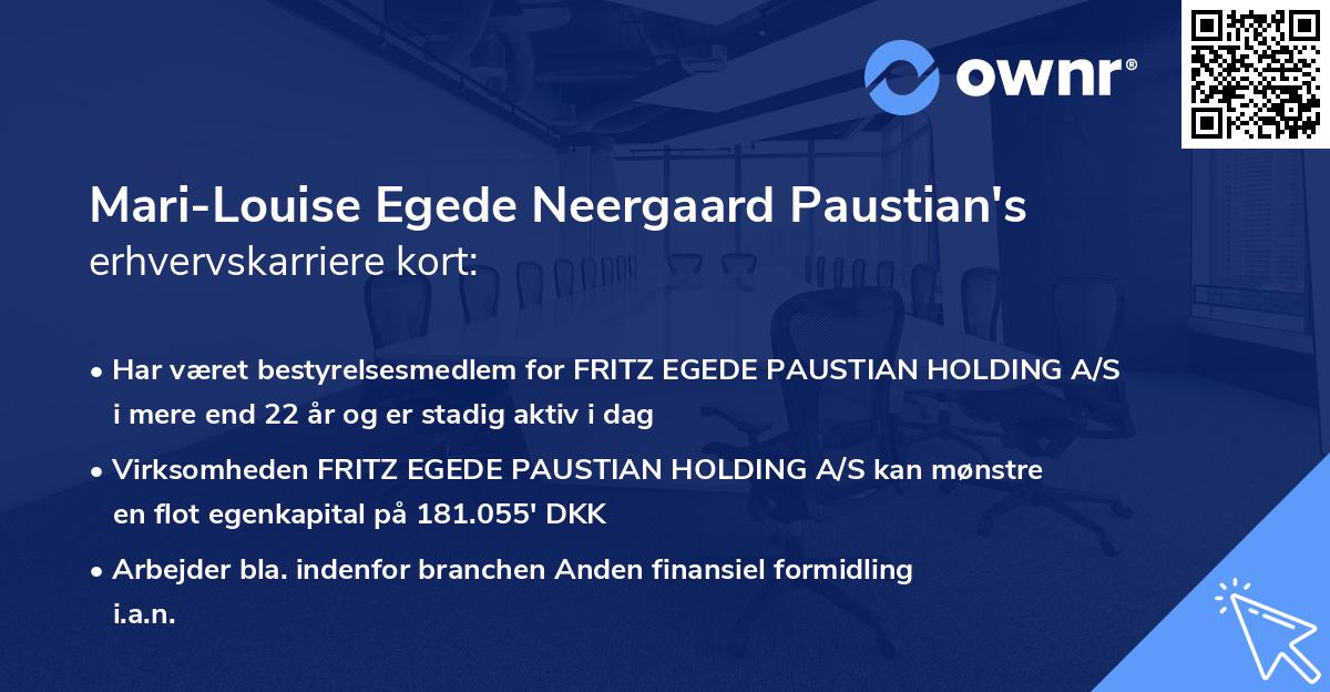 Mari-Louise Egede Neergaard Paustian's erhvervskarriere kort
