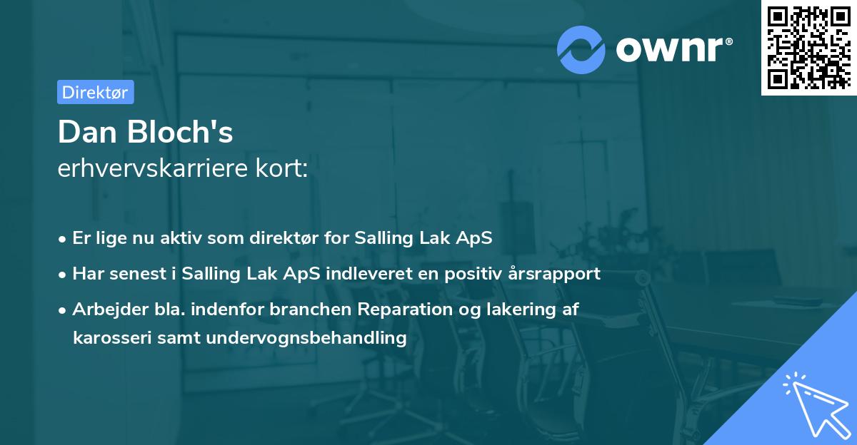 Dan Bloch's erhvervskarriere kort
