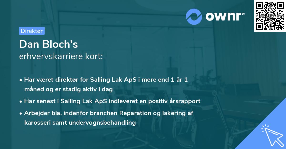 Dan Bloch's erhvervskarriere kort