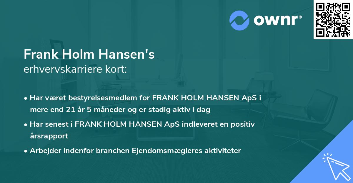 Frank Holm Hansen's erhvervskarriere kort
