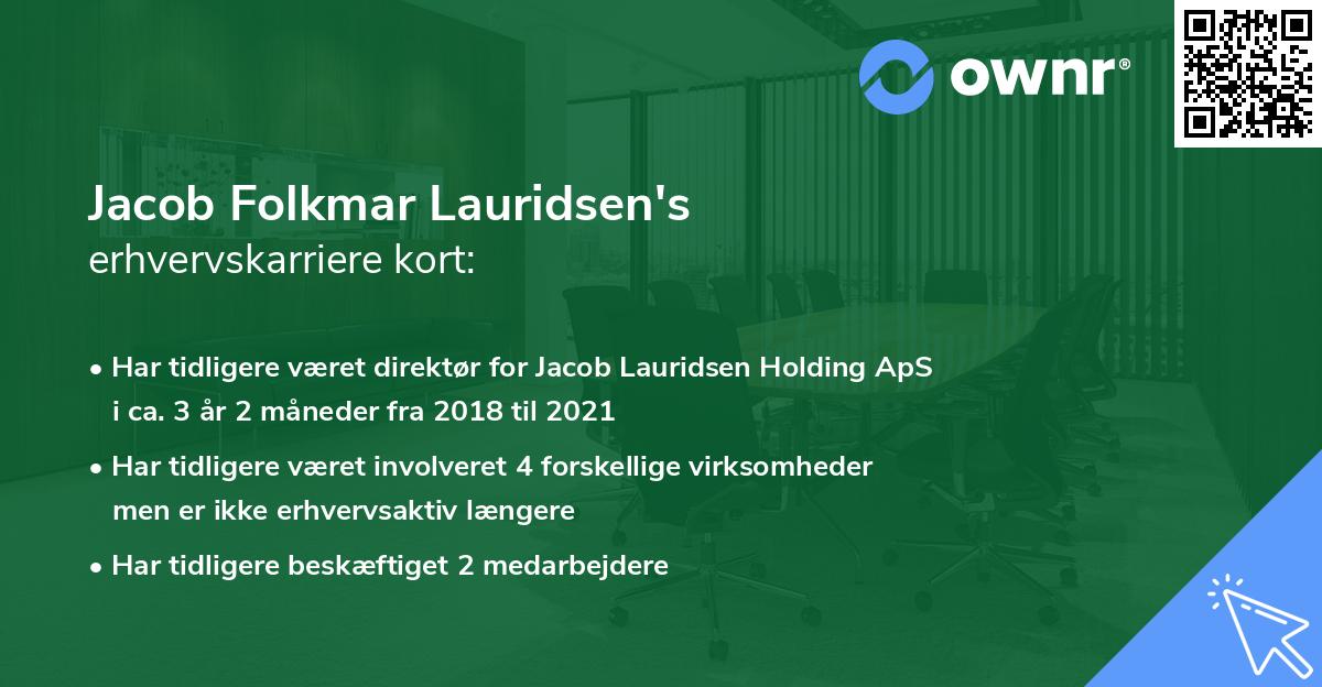 Jacob Folkmar Lauridsen's erhvervskarriere kort