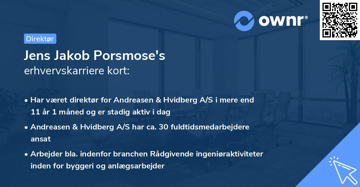 Jens Jakob Porsmose's erhvervskarriere kort