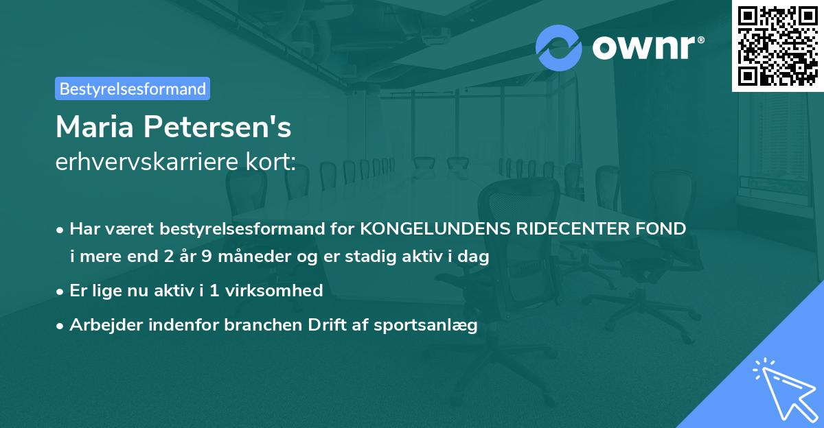 Maria Petersen's erhvervskarriere kort