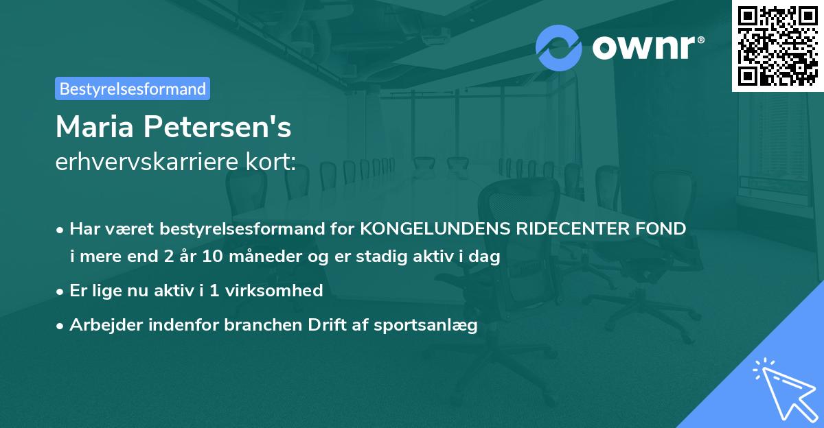 Maria Petersen's erhvervskarriere kort