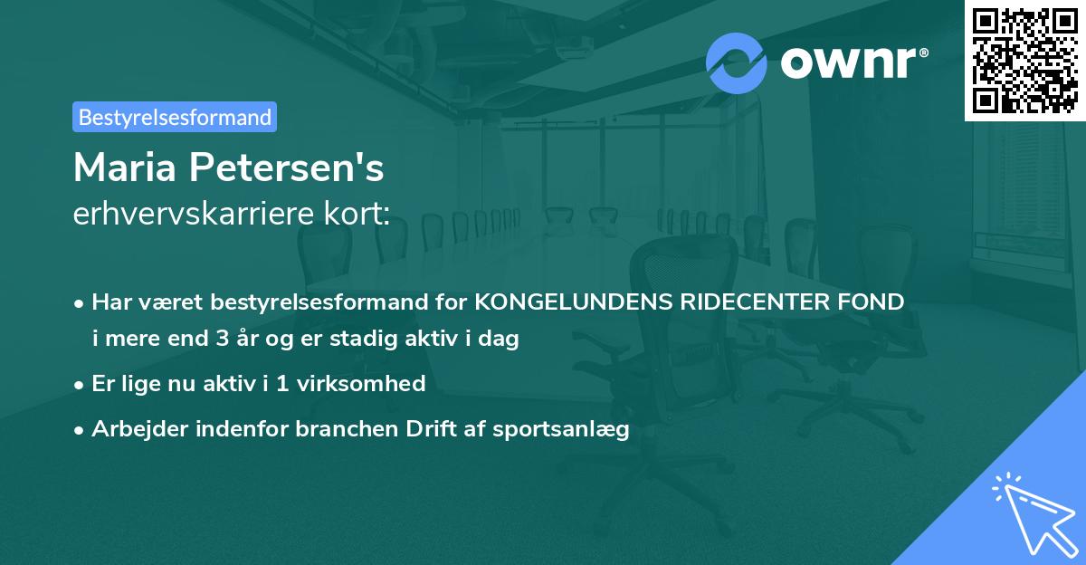 Maria Petersen's erhvervskarriere kort
