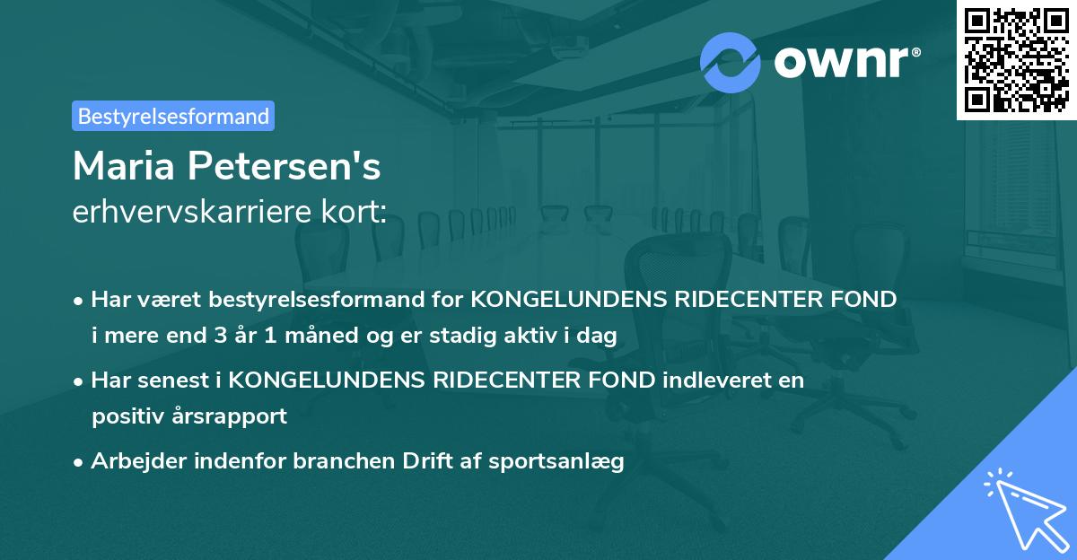 Maria Petersen's erhvervskarriere kort