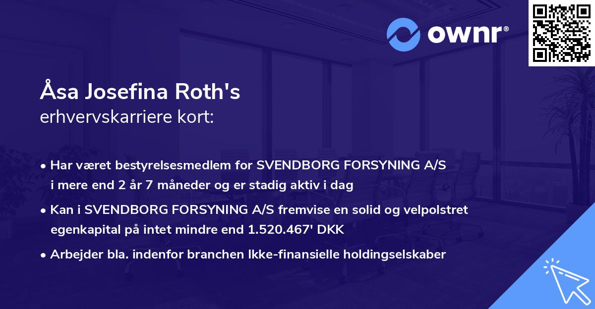 Åsa Josefina Roth's erhvervskarriere kort