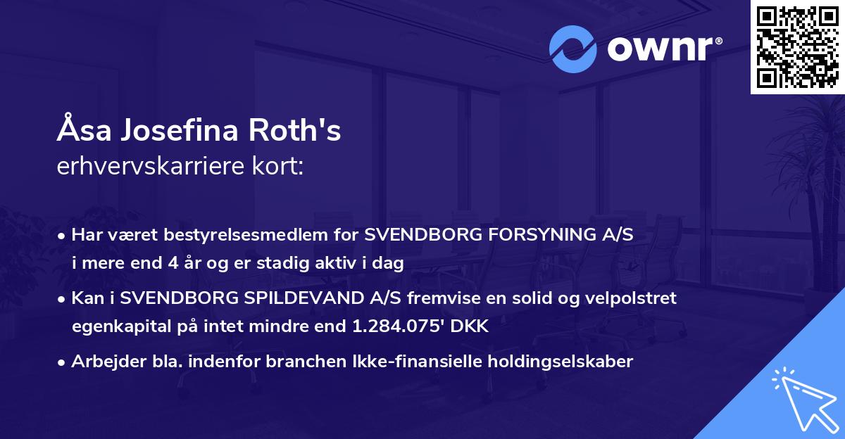 Åsa Josefina Roth's erhvervskarriere kort
