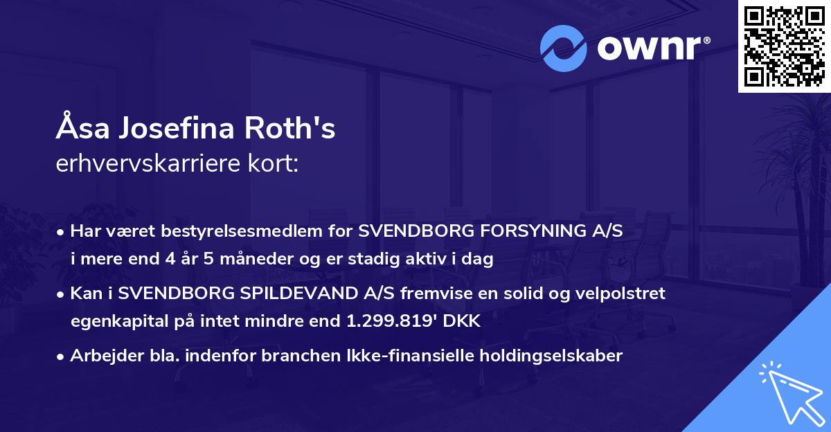 Åsa Josefina Roth's erhvervskarriere kort