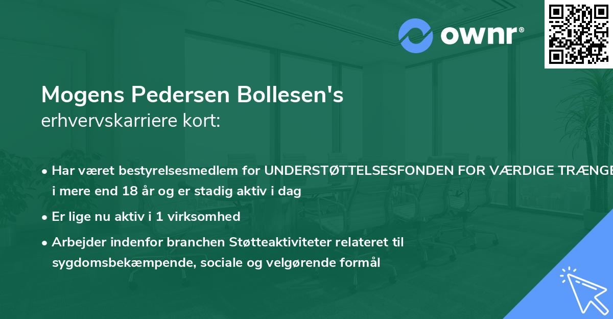Mogens Pedersen Bollesen's erhvervskarriere kort