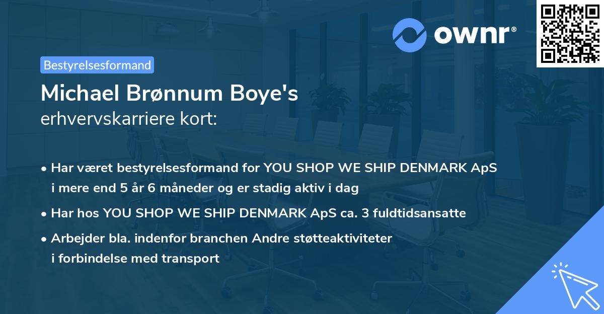 Michael Brønnum Boye's erhvervskarriere kort