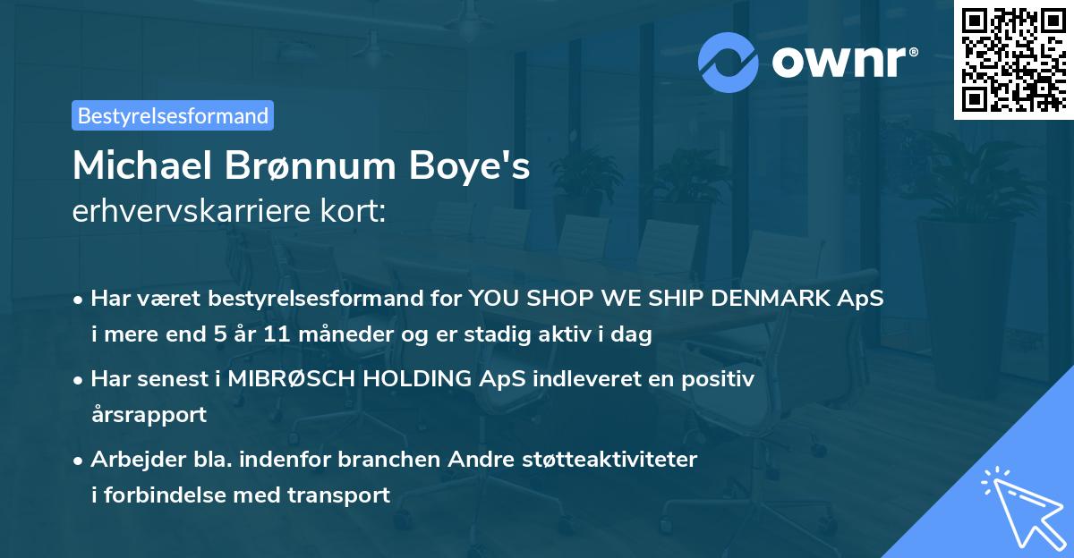 Michael Brønnum Boye's erhvervskarriere kort