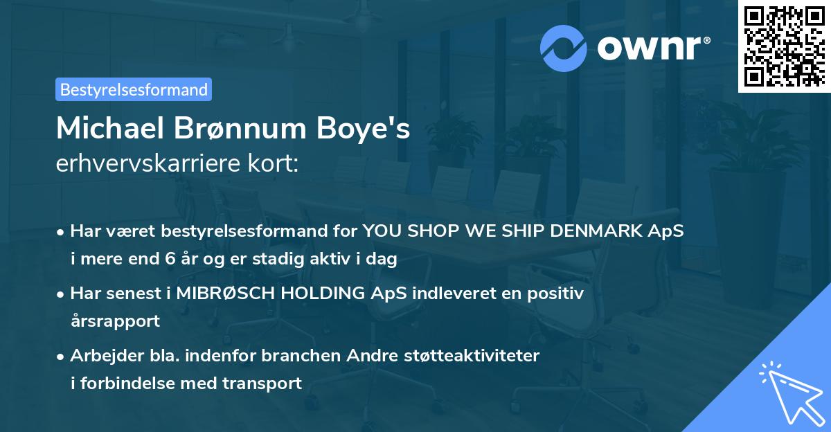 Michael Brønnum Boye's erhvervskarriere kort