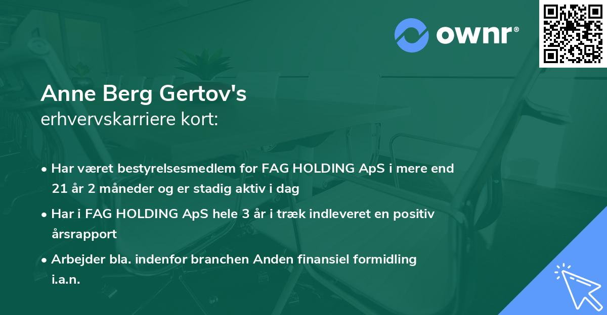 Anne Berg Gertov's erhvervskarriere kort