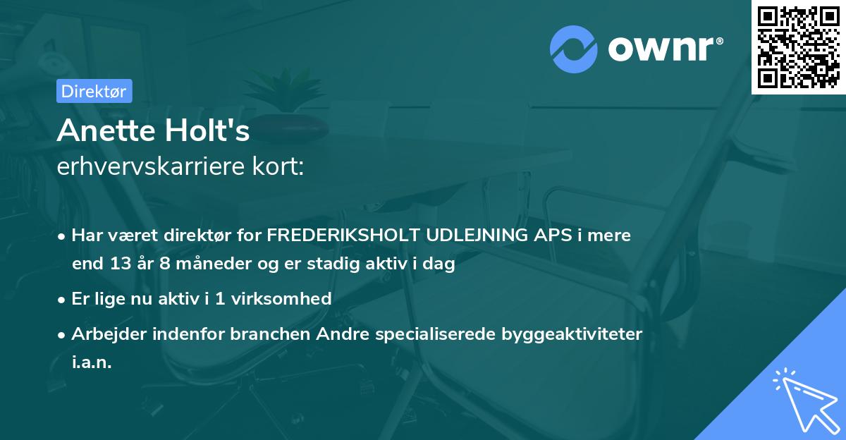 Anette Holt's erhvervskarriere kort