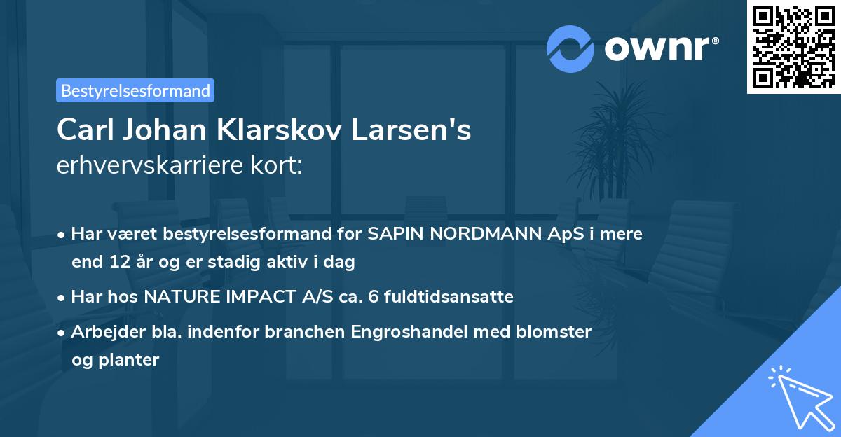 Carl Johan Klarskov Larsen's erhvervskarriere kort