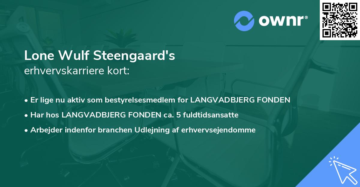 Lone Wulf Steengaard's erhvervskarriere kort