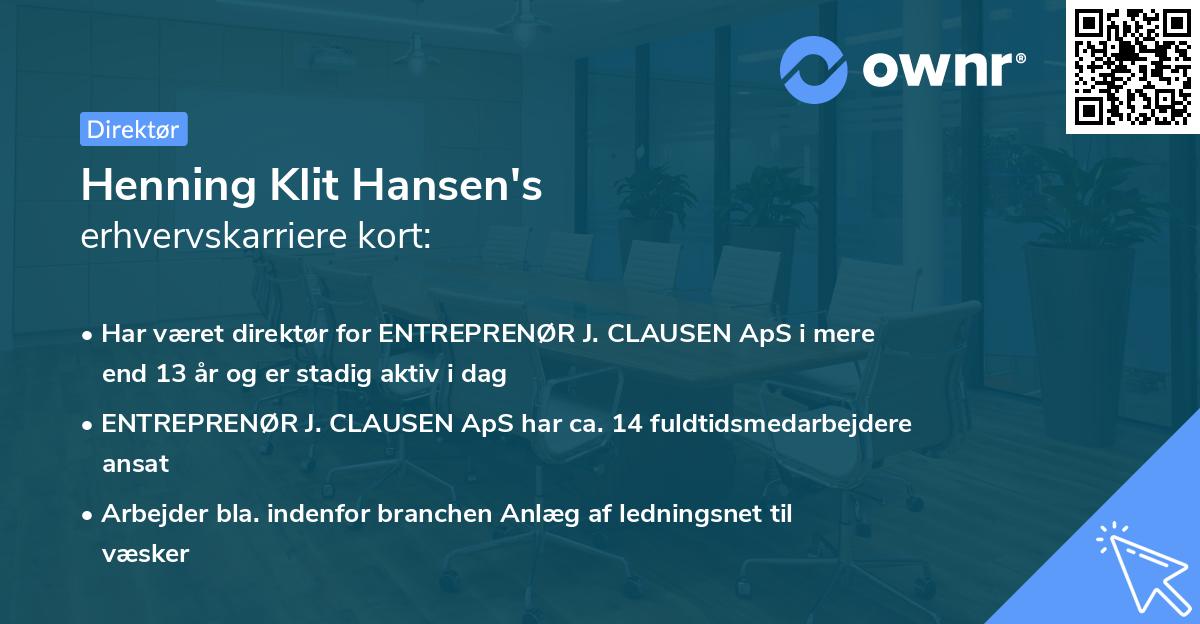 Henning Klit Hansen's erhvervskarriere kort