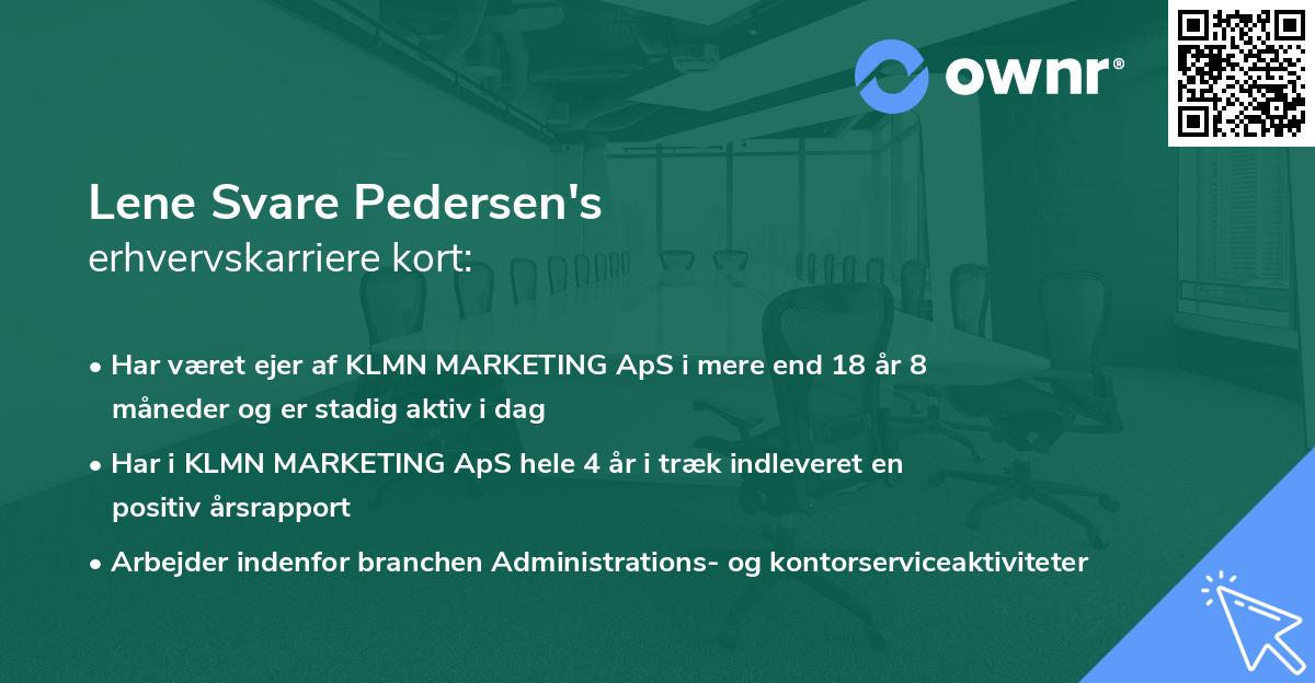 Lene Svare Pedersen's erhvervskarriere kort