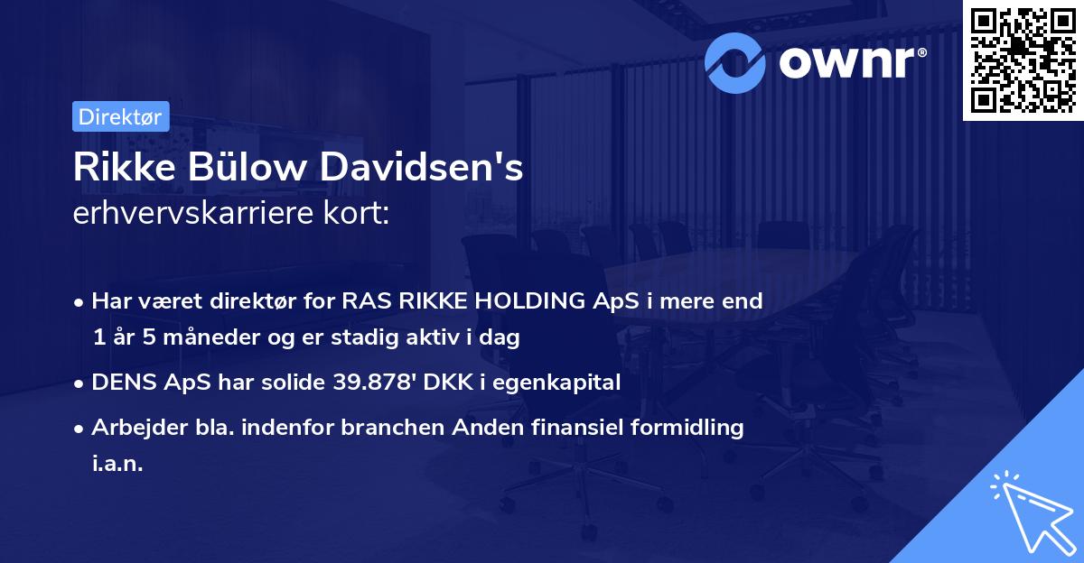 Rikke Bülow Davidsen's erhvervskarriere kort