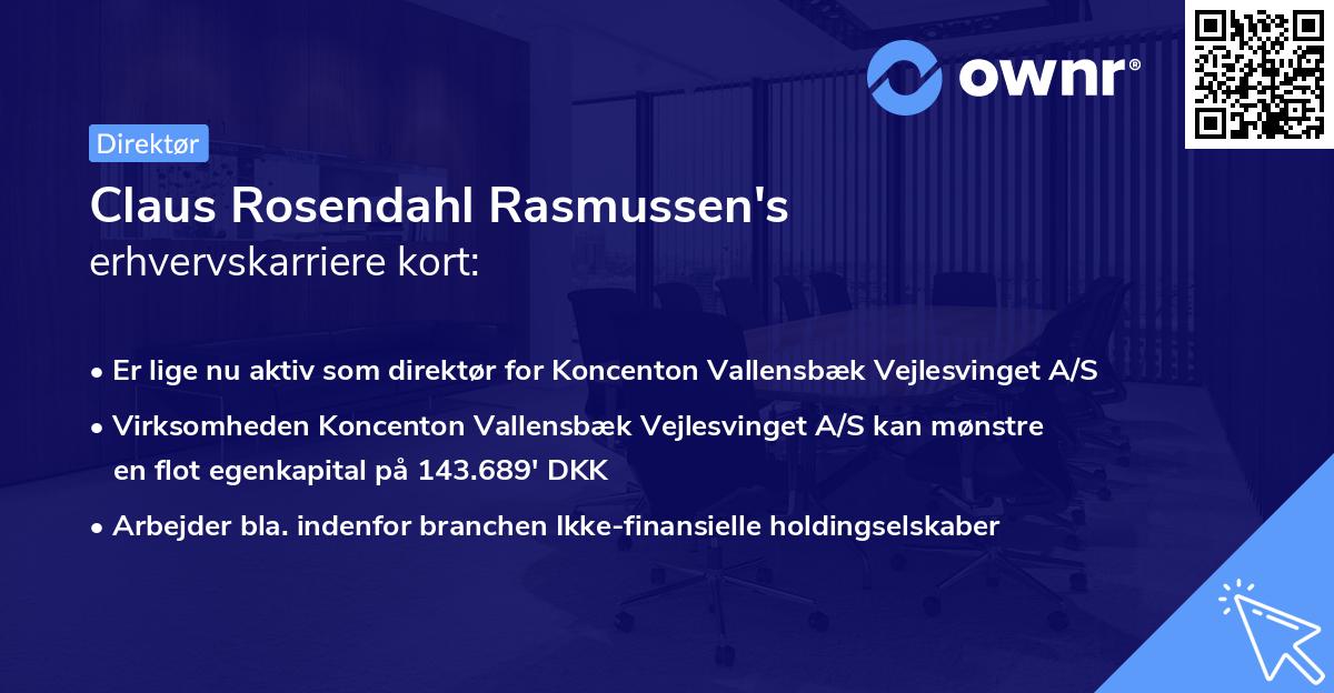 Claus Rosendahl Rasmussen's erhvervskarriere kort