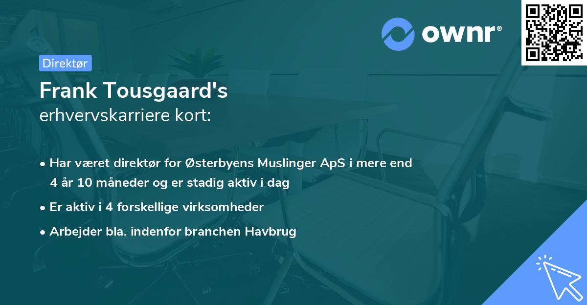 Frank Tousgaard's erhvervskarriere kort