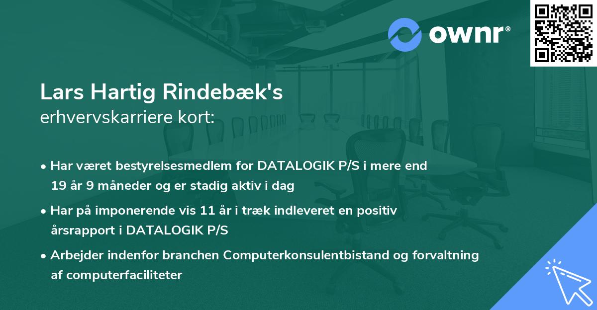 Lars Hartig Rindebæk's erhvervskarriere kort