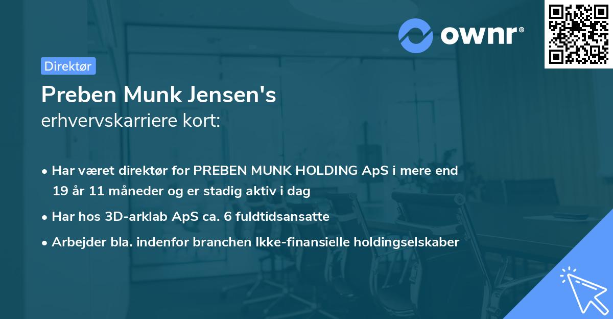 Preben Munk Jensen's erhvervskarriere kort