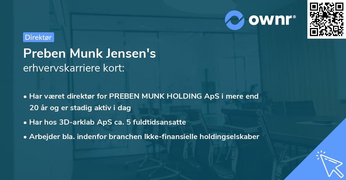 Preben Munk Jensen's erhvervskarriere kort