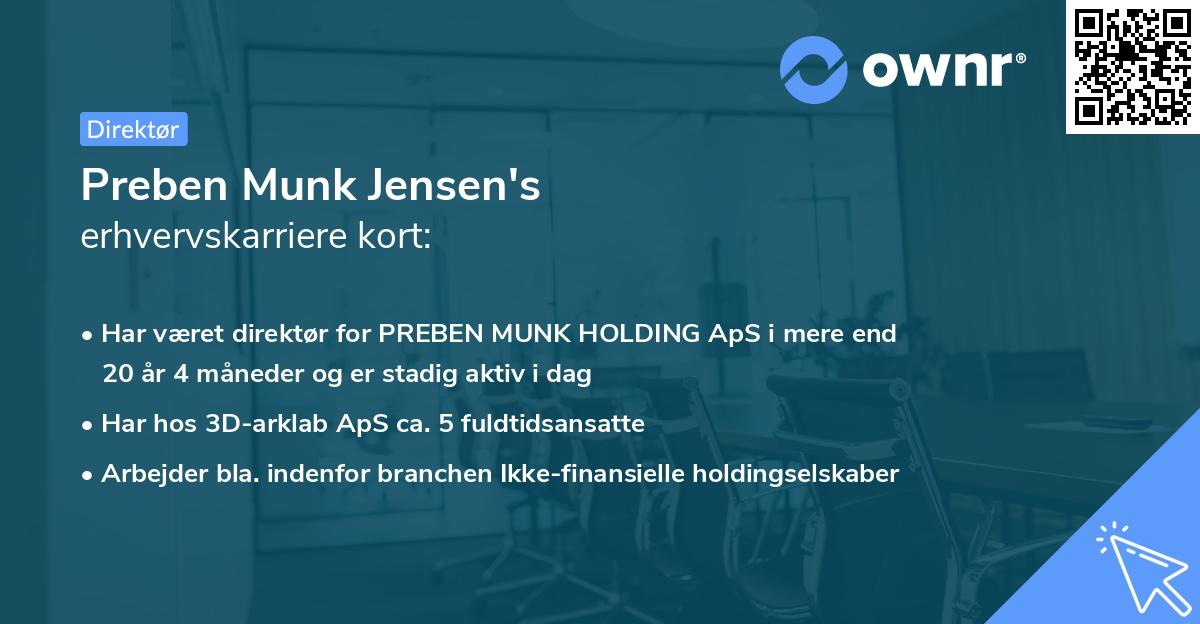 Preben Munk Jensen's erhvervskarriere kort