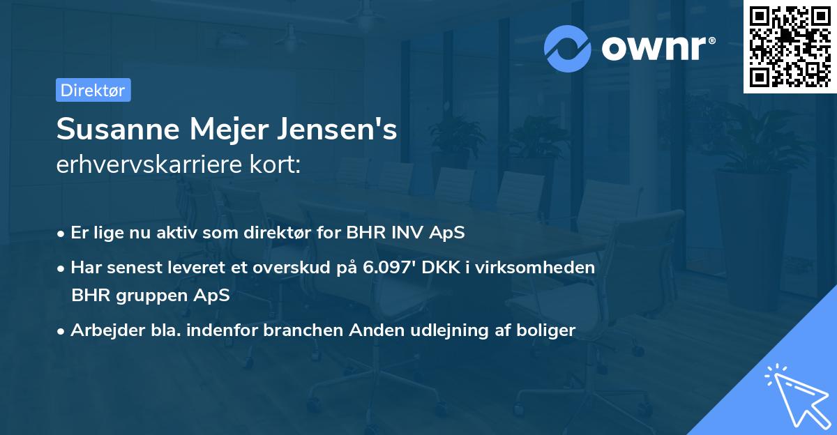 Susanne Mejer Jensen's erhvervskarriere kort