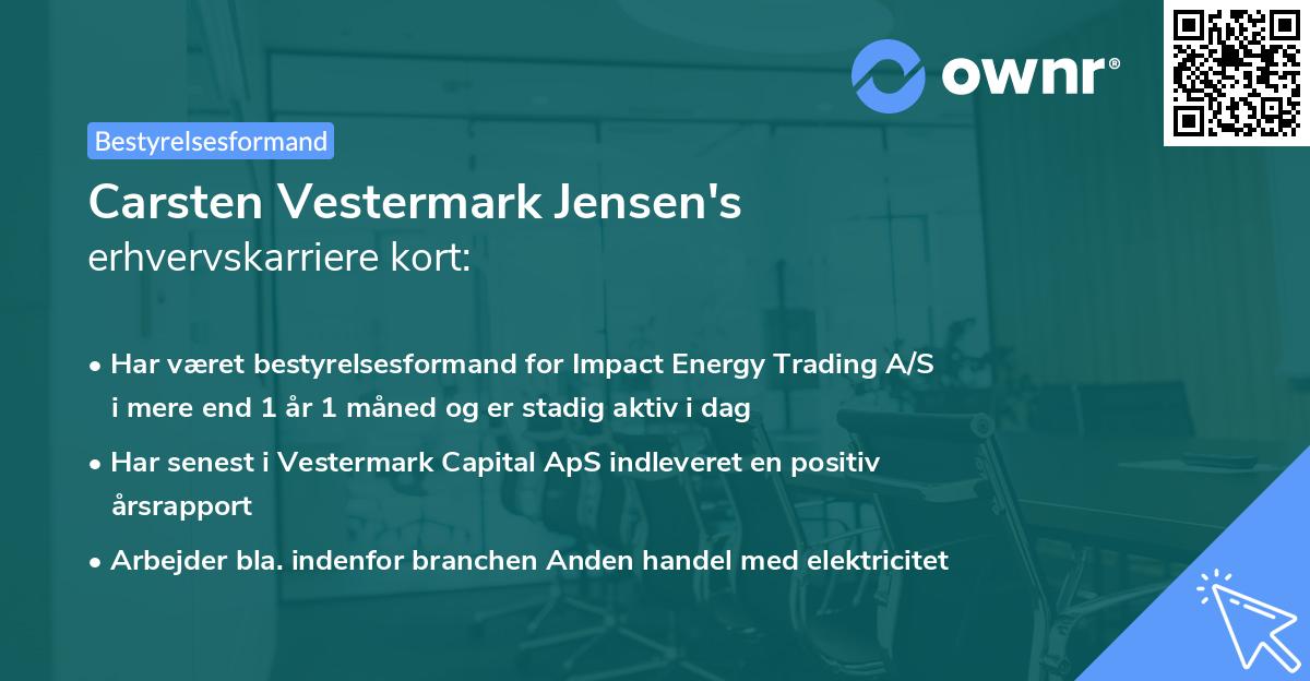 Carsten Vestermark Jensen's erhvervskarriere kort