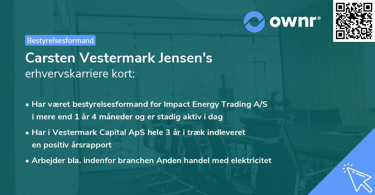 Carsten Vestermark Jensen's erhvervskarriere kort
