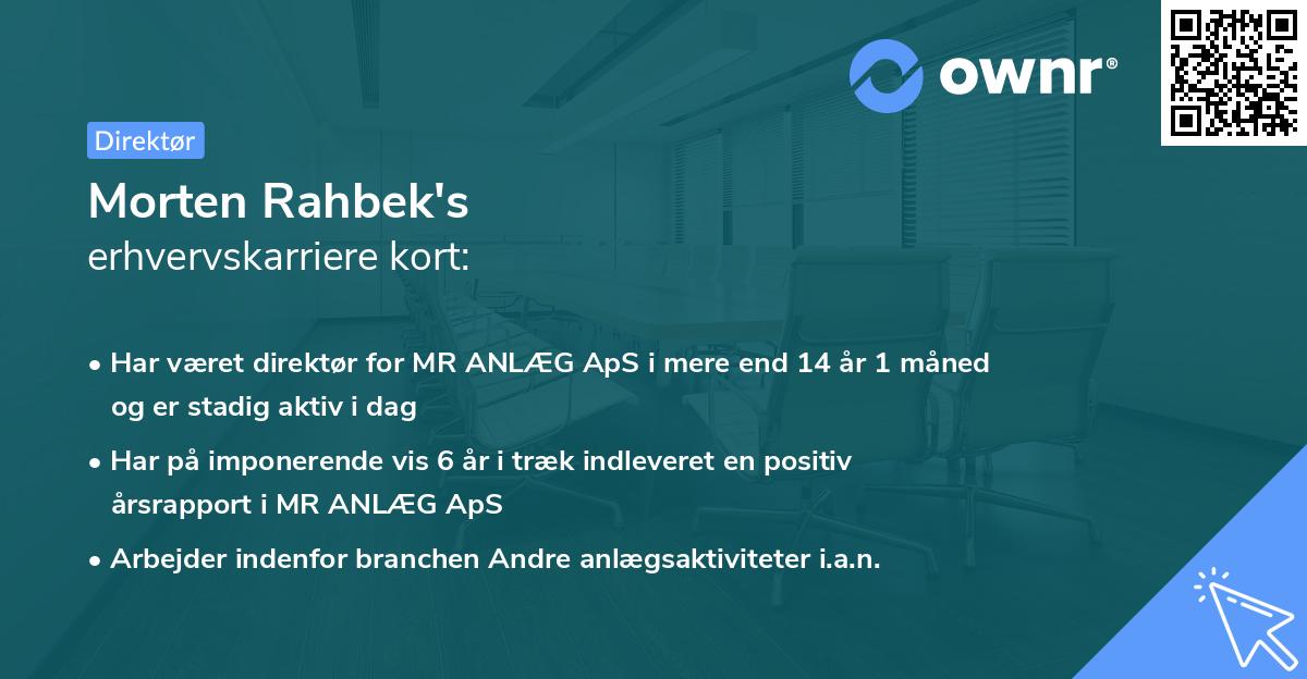 Morten Rahbek's erhvervskarriere kort