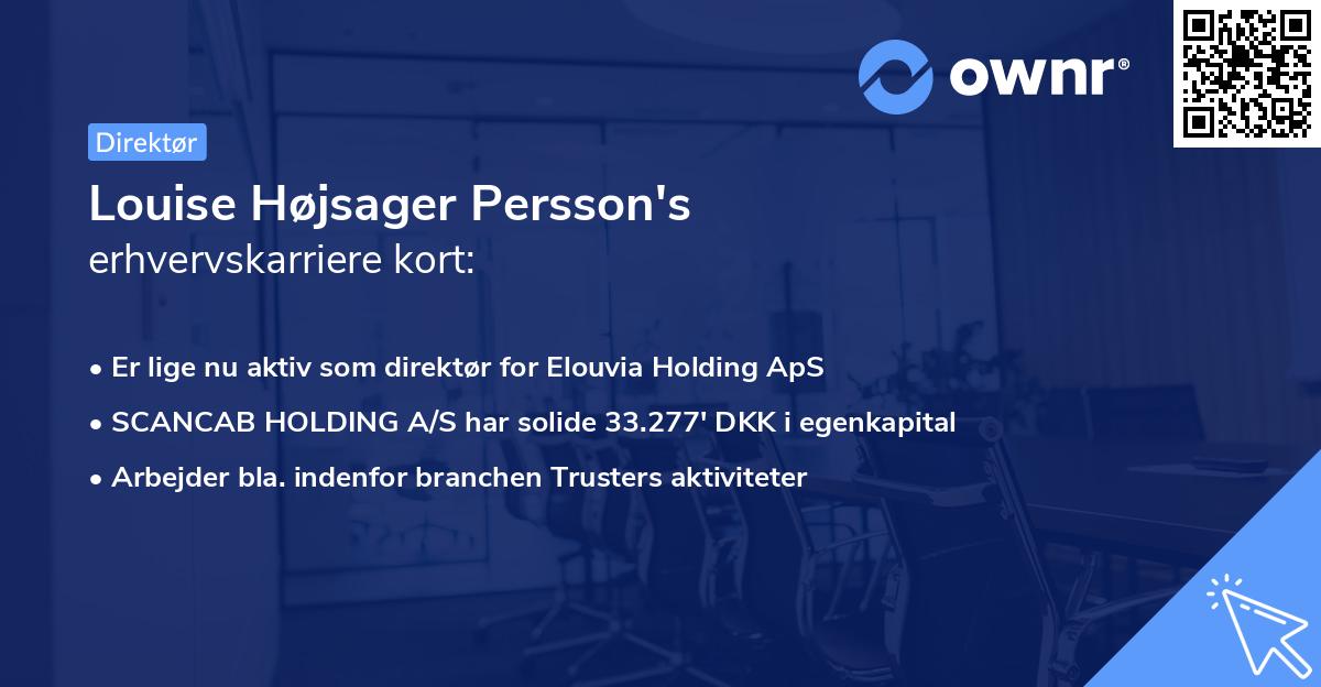Louise Højsager Persson's erhvervskarriere kort