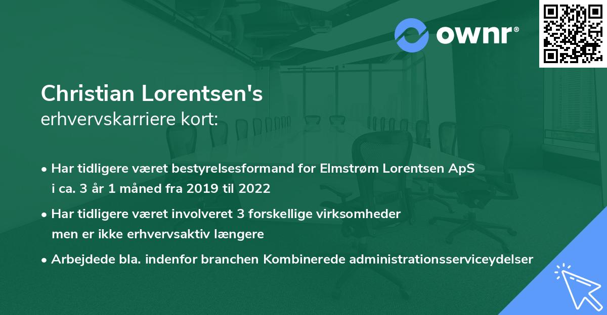 Christian Lorentsen's erhvervskarriere kort