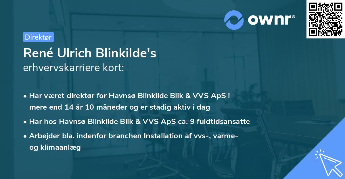 René Ulrich Blinkilde's erhvervskarriere kort