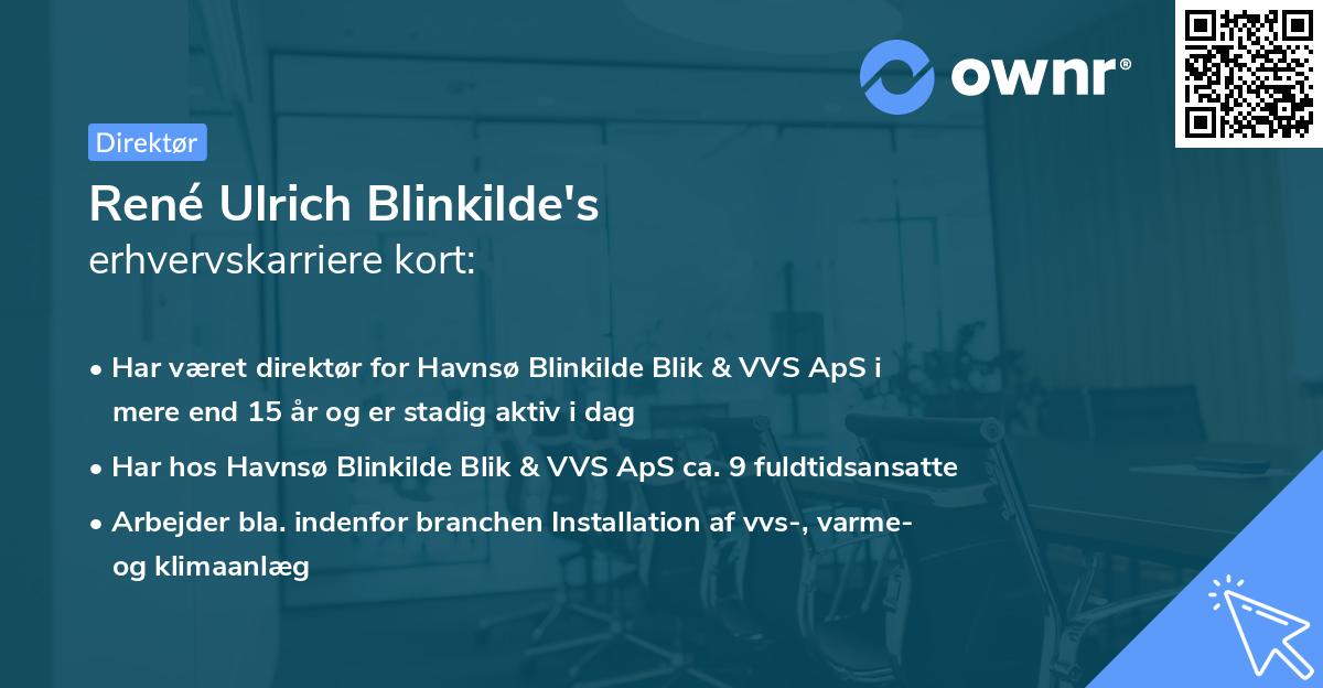 René Ulrich Blinkilde's erhvervskarriere kort