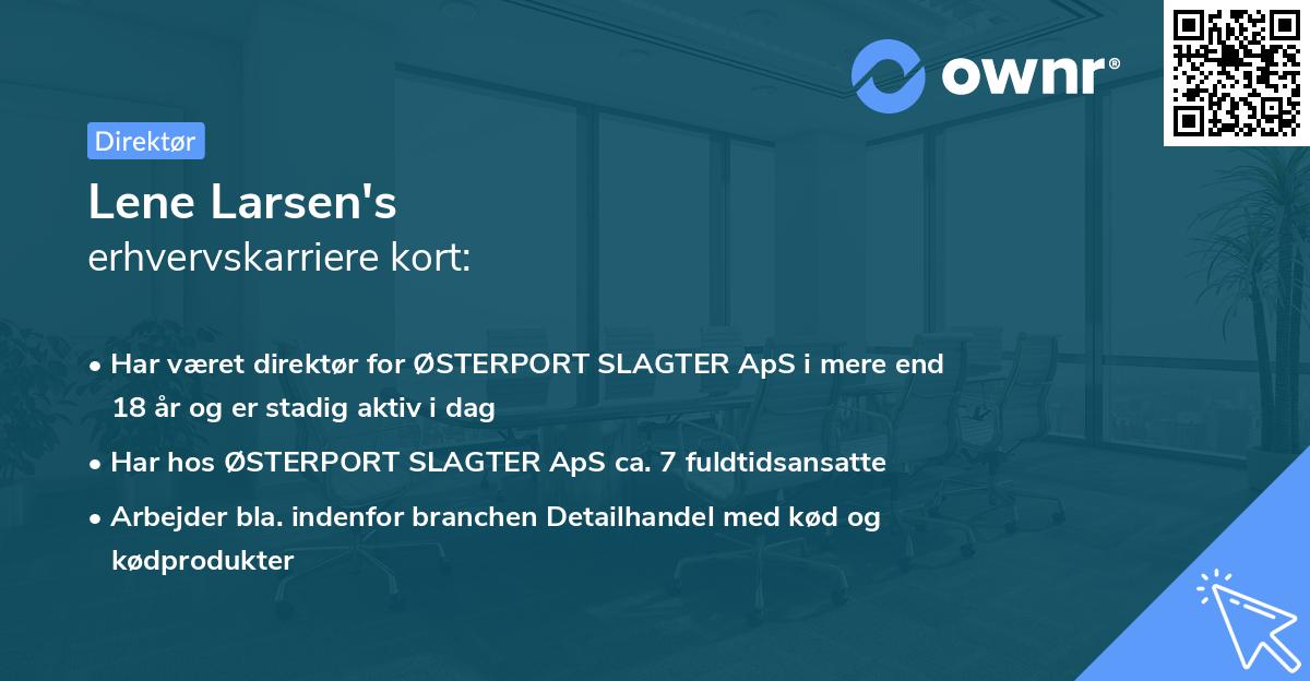 Lene Larsen's erhvervskarriere kort