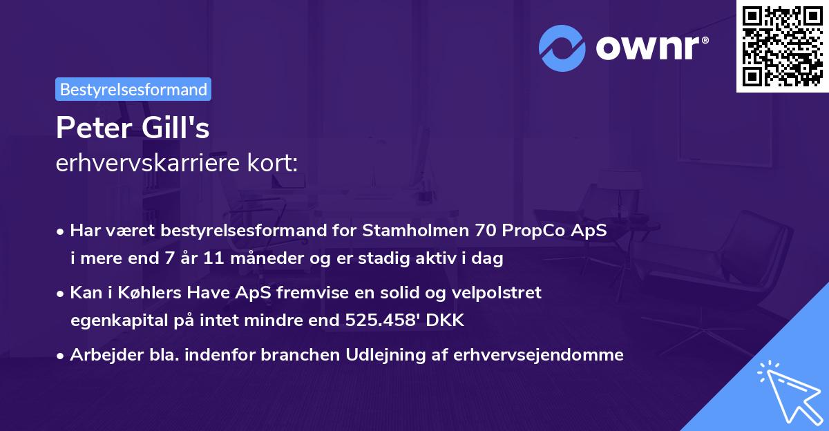 Peter Gill's erhvervskarriere kort