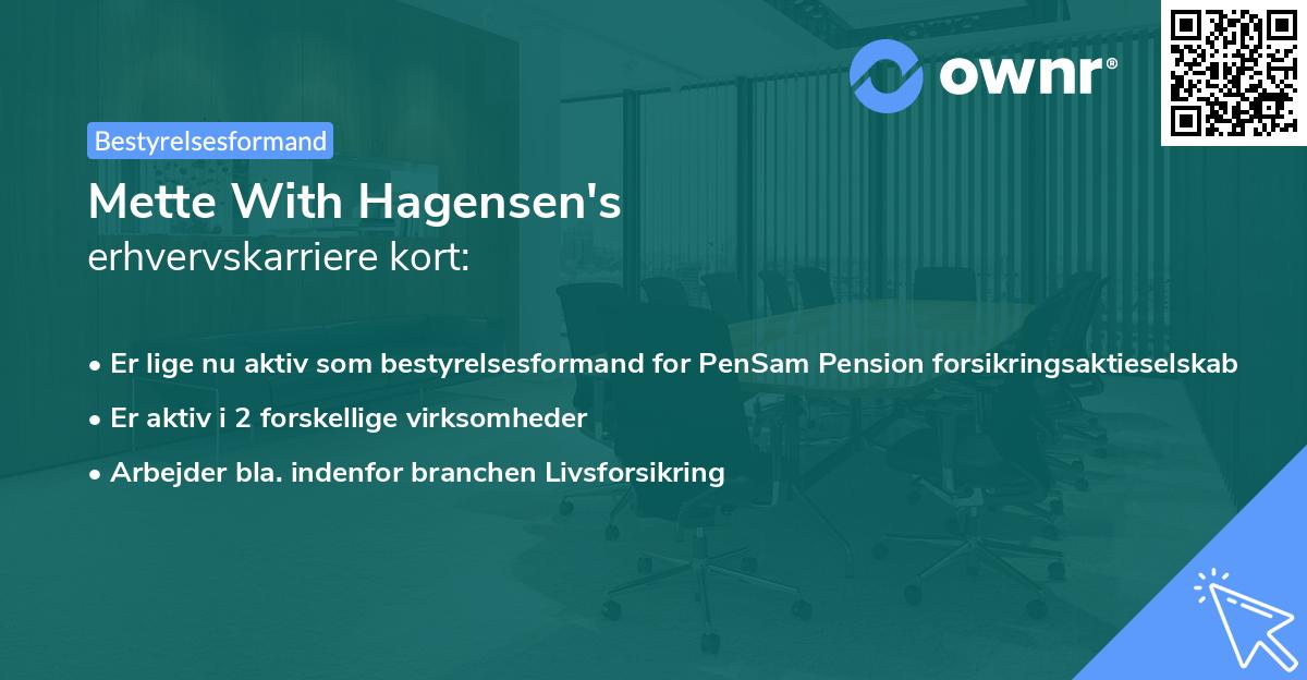 Mette With Hagensen's erhvervskarriere kort
