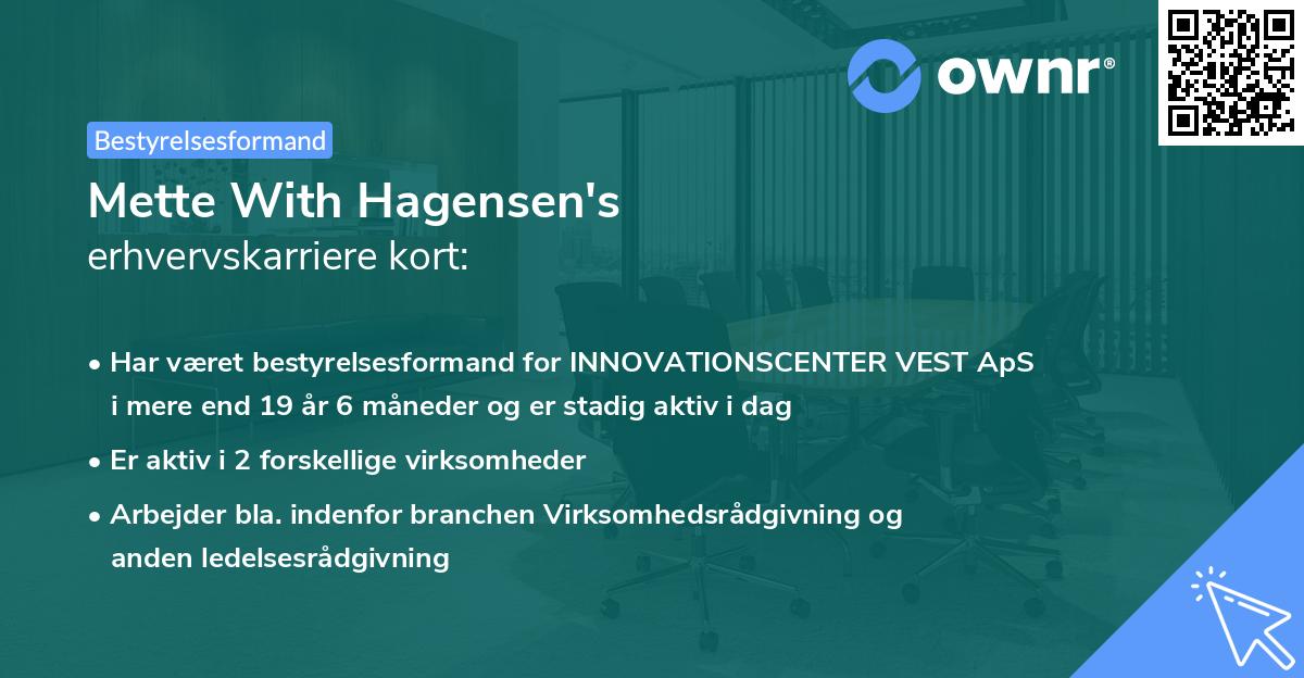 Mette With Hagensen's erhvervskarriere kort