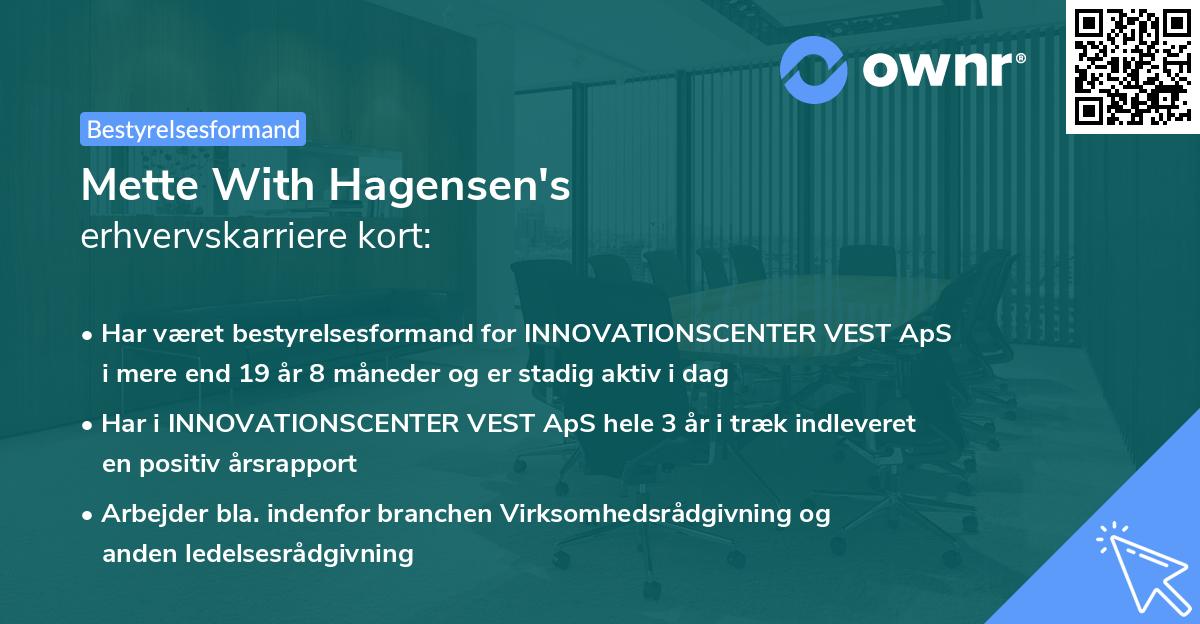 Mette With Hagensen's erhvervskarriere kort