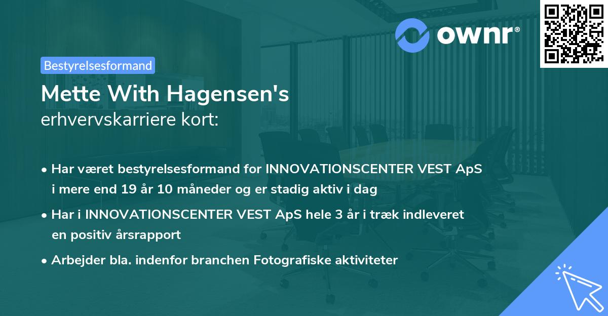 Mette With Hagensen's erhvervskarriere kort