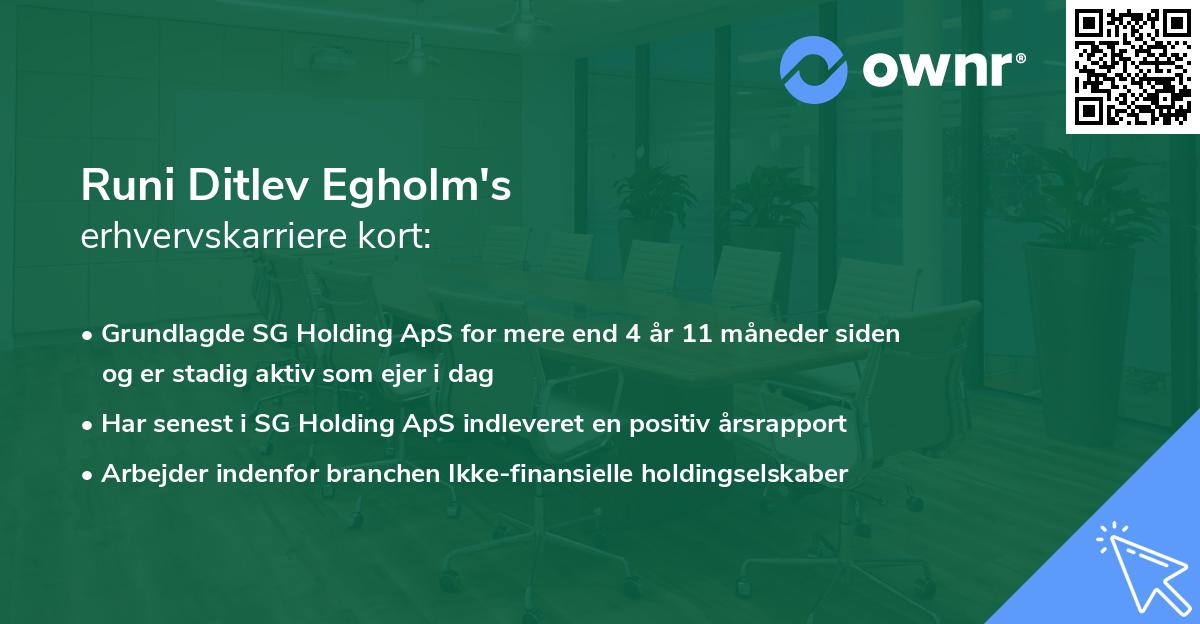 Runi Ditlev Egholm's erhvervskarriere kort