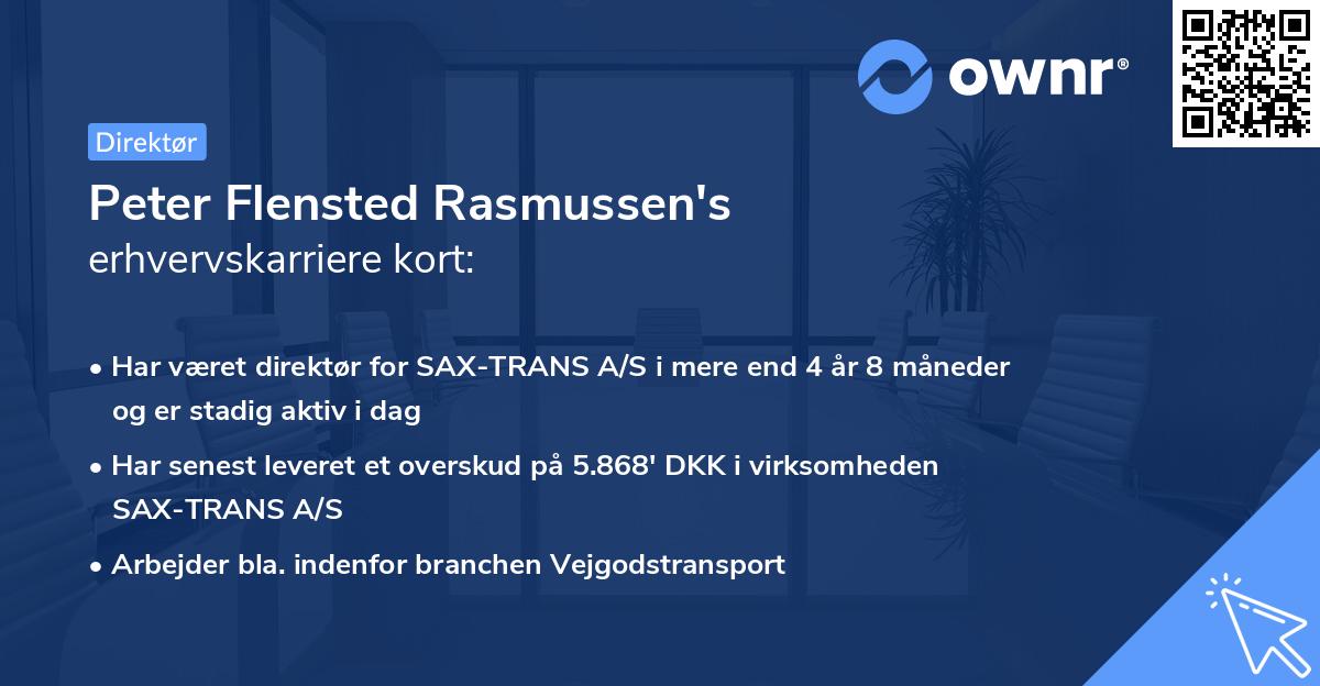 Peter Flensted Rasmussen's erhvervskarriere kort