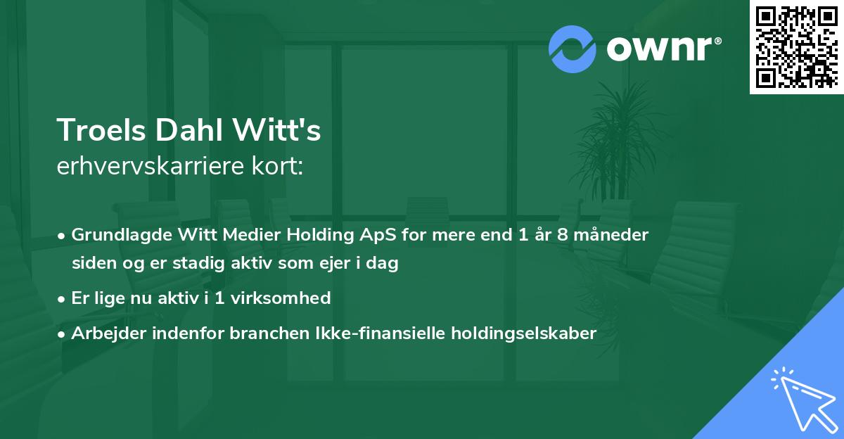 Troels Dahl Witt's erhvervskarriere kort