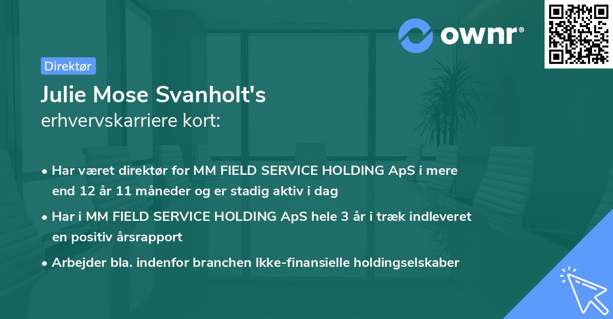 Julie Mose Svanholt's erhvervskarriere kort