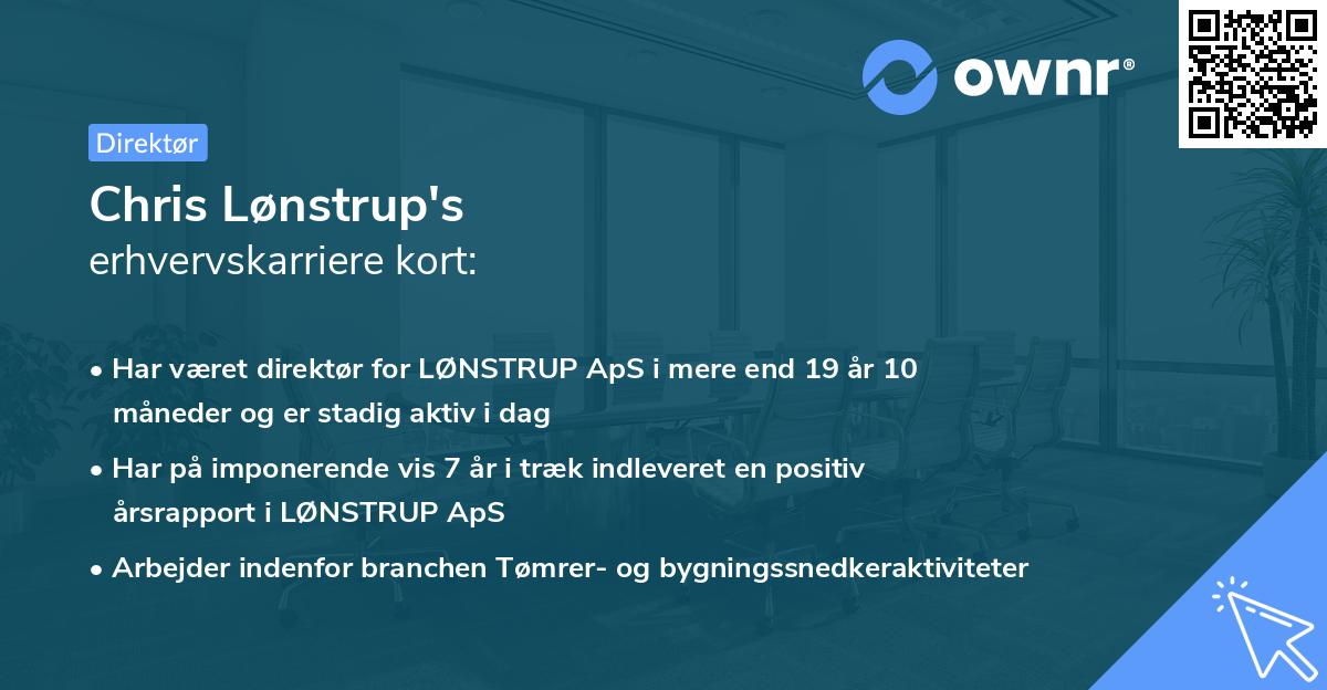 Chris Lønstrup's erhvervskarriere kort